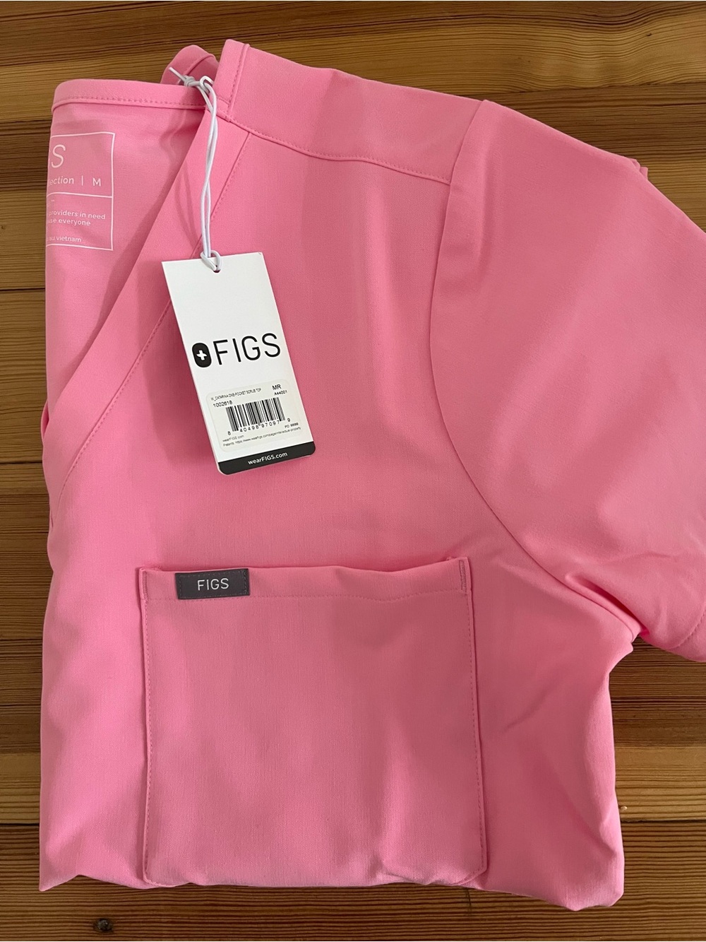 Figs Sunrise Pink Short Sleeve V-Neck Scrub Top - Picture 3 of 3